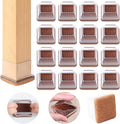 Ezprotekt 24 Pcs Clear Square Chair Leg Floor Protectors with Felt, Silicone Felt Furniture Pads for Hardwood Floor, Dining Table Leg Caps Covers No Scratches and Noise (L Fit: 1" - 1.4")