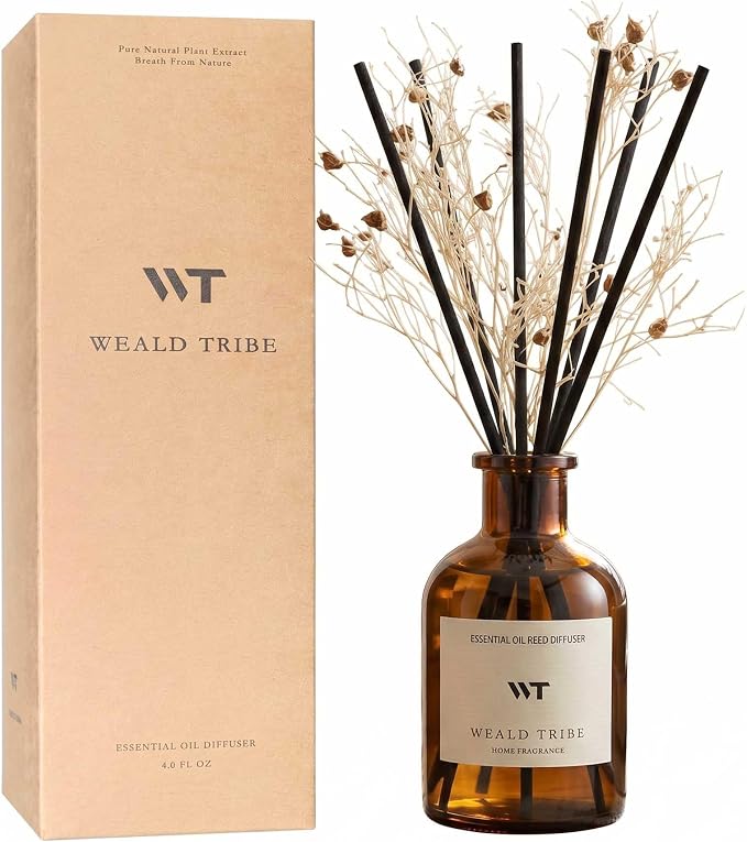 Flower Reed Diffuser Set Clean White Linen Scent for Bathroom Air Fresheners | 4.0 fl oz Essential Oils with Sticks Home Fragrance Defusers | House Bedroom Office Shelf Decor & Gift