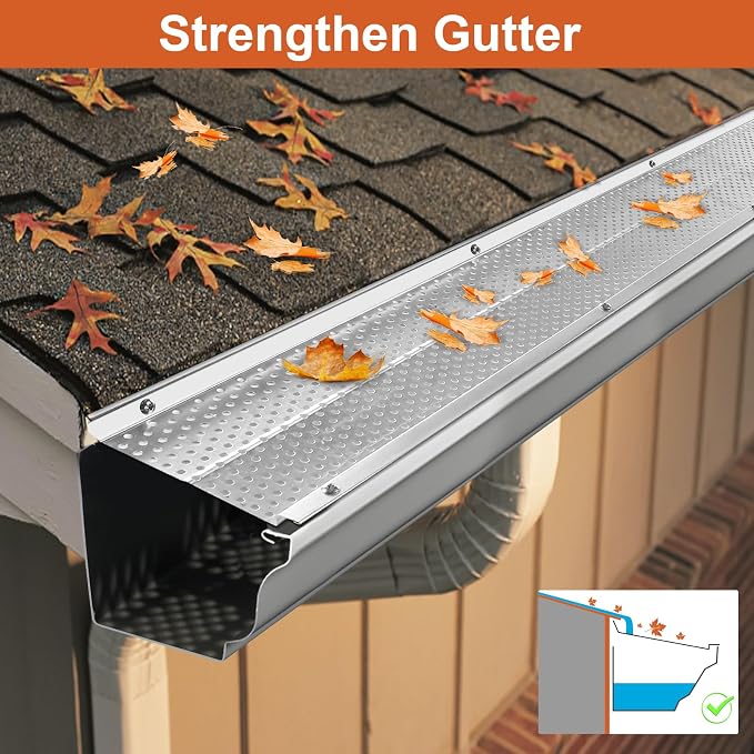 5 inch Gutter Guard, 39 Pack,156ft, Aluminum Mesh Leaf Guards, DIY Leaf Filter Gutter Protection Cover, Raptor Gutter Guard Cleaning Tools for Downspout, Roof, with Screws
