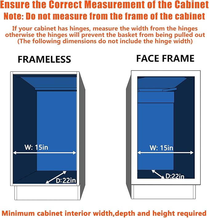 Pull Out Cabinet Organizer 14½" W x 21½" D, Heavy Duty Cabinet Pull Out Shelves, Slide Out Drawers Organization for Kitchen Cabinets Bathroom
