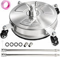 Hourleey 14" Pressure Washer Surface Cleaner, Stainless Steel Surface Cleaner with 4 Wheels for Concrete, Patio, Sidewalk, Deck, Pathway 1/4" Quick Connector, 2 Extension Wand, 4000 PSI