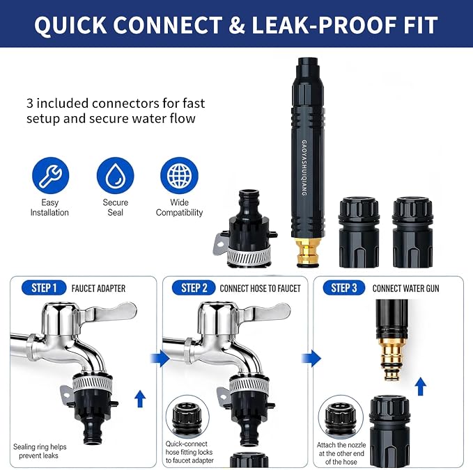 12 Pcs Heavy Duty Adjustable Twist Hose Nozzle Jet Sweeper Nozzle，Home High Pressure Car Wash Water Gun，Pressure Power Washer Nozzle for Garden Hose & Outdoor Cleaning