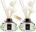 TonJin 2PCS Gardenia Reed Diffuser Set 1.7 fl oz with 6 Scent Sticks, White Floral Home Fragrance, Natural Scented Oil Sticks for Bathroom, Living Room & Bathroom | Non-Toxic Air Freshener