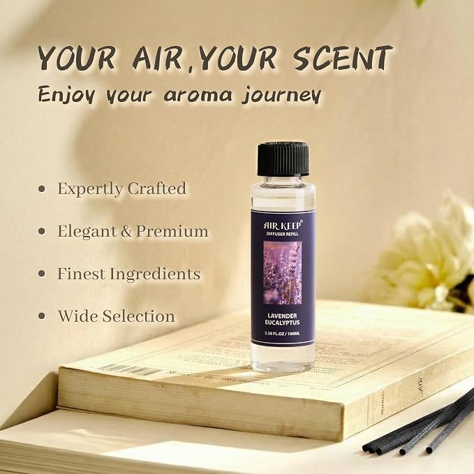 Reed Diffuser Set,1.69 fl oz (50 ml) - Lavender Eucalyptus Oil Diffusers with 8 Reed Sticks,Home Fragrance Reed Diffuser for Bathroom Shelf Decor