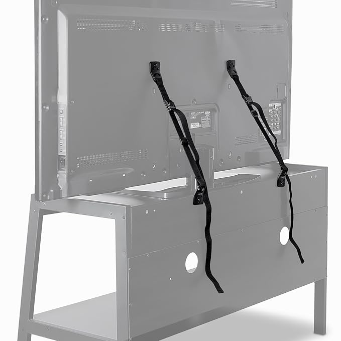 Mount-It! Safety Straps for TV, Furniture, Bookcase, Dresser and TV Stands - Anti-Tip Strap Television Anchor Kit for Baby Proofing, Earthquake Protection, 2 Pack, Mounting Hardware Included