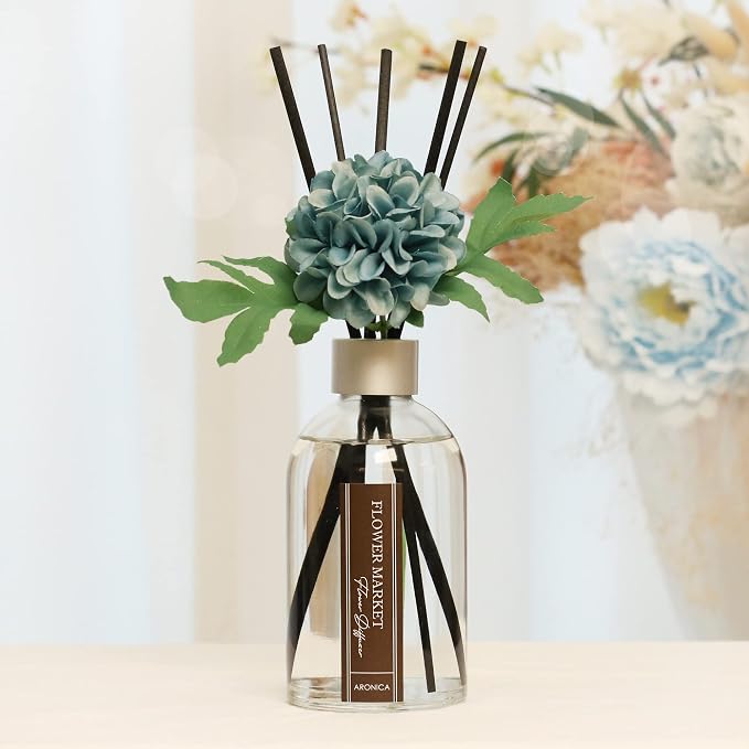 Flower Diffuser, Flower Market Scent Teal Bathroom Accessories, Summer Bath Decor Aqua Blue, Aesthetic Room Decor, Turquoise Living Room Decor