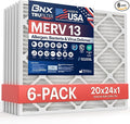 BNX TruFilter 20x24x1 Air Filter MERV 13 (6-Pack) - MADE IN USA - Electrostatic Pleated Air Conditioner HVAC AC Furnace Filters for Allergies, Pollen, Mold, Bacteria, Smoke, Allergen, MPR 1900 FPR 10
