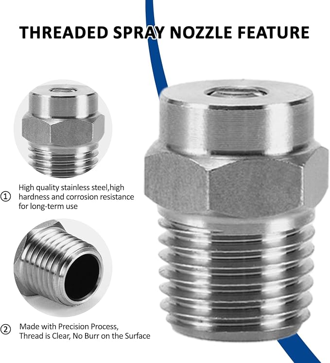 4 Pack Surface Cleaner Replacement Nozzle Tips 40° 6.5 Orifice 1/4"NPT | Stainless Steel, Max 4000 PSI, High Pressure Surface Cleaner Nozzle, Compatible with Water Broom & Undercarriage Washer
