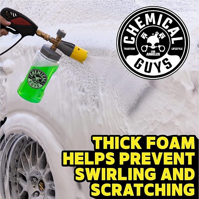 Chemical Guys, Big Mouth Max Foam Cannon for Pressure Washers, 34 oz Bottle | Thick clinging shaving-cream foam, wide-mouth fill, adjustable nozzle and stainless fittings for cars and home