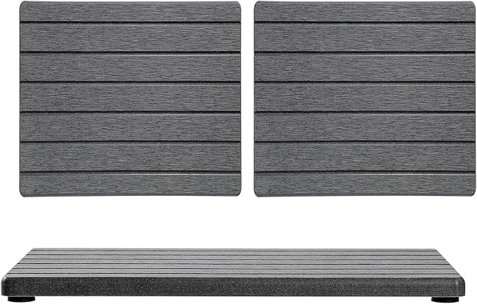 3 Pack Diatomite Stone Sink Tray, Water Absorbing Mat for Kitchen & Bathroom Counter, Quick Dry Soap Dish Makeup Vanity Caddy,Sponge Holder Organizer, Dark Gray 2pcs of 8"x 3.8" and 1pc of 3.8"x 3.8"