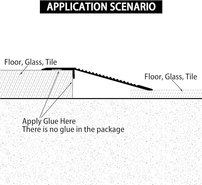 Gaahing Aluminum Floor Transition Threshold Strip, Bridge The Height Gap Between 0.3 to 1.6 inches for Doorway Ramp (2Pcs x 35.4in x 3.9in, Matte Black)