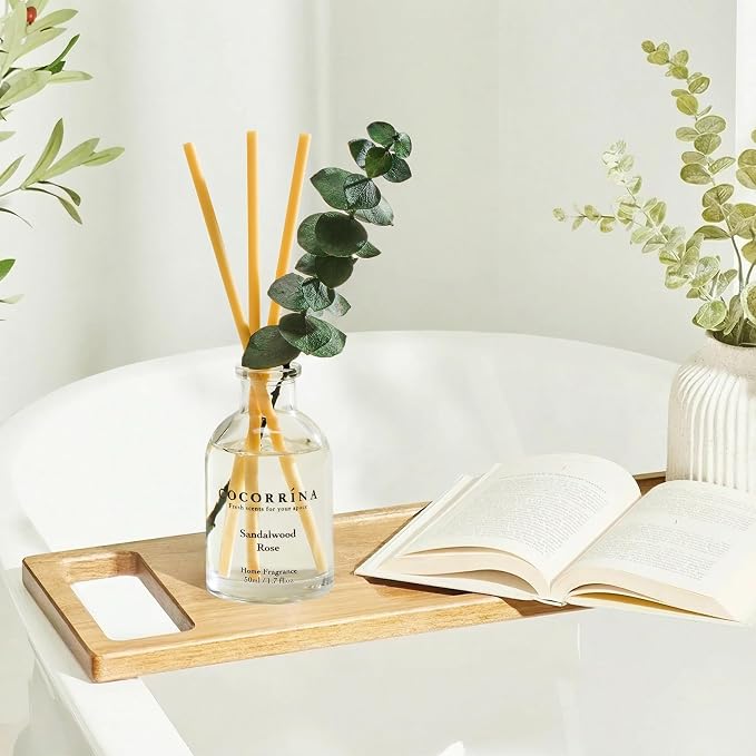 Reed Diffuser Set of 3 with Dried Eucalyptus for Home & Office | Sandalwood Rose/Cherry Blossom/Gardenia Scents, Aromatherapy Scented Oil Diffusers, 1.7 oz Each, Total 5.1 oz