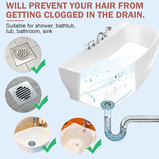 Gotega 5 Pack Sink Drain Strainer, Hair Catcher for Bathroom Tub Shower | Shower drain covers protector, flexible TPR material, multiple colors, hair trap garbage disposal parts, easy to clean