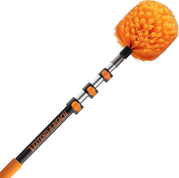 4-13 ft Cobweb Duster with Extension Pole 20 Foot High Reach | Spider Web Cleaner Cobweb Brush for Outdoor & Indoor Web Cleaning // Lightweight & Sturdy Telescopic Pole Kit