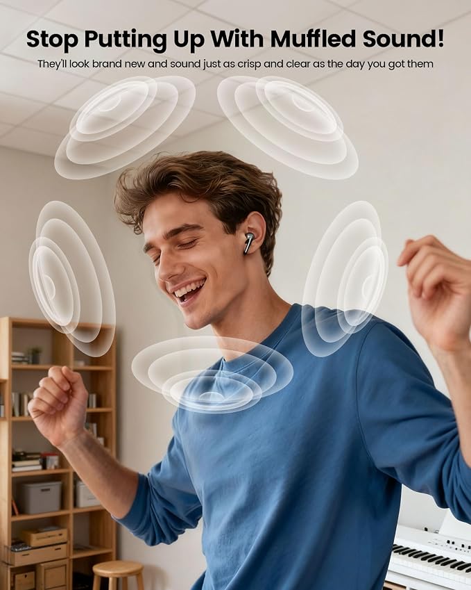 20-in-1 AirPod Cleaning Kit Pro 4 3 2 1 Cleaner Tool for Earbud Phone | Multifunction Deep Cleaning Headphones Keyboard Screen with Soft Brush, Metal Tip, Flocking Sponge, 15ml Spray, Cloth, Putty