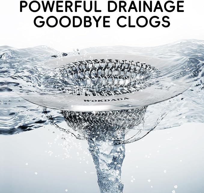 WOKDADA Shower Drain Hair Catcher, 4.4" Anti-Clog Bathtub Drain Cover | Reversible Flip Clean, Anti-Clog Mesh, Fast Drainage, Anti-Slip Base, Rust-Proof, for Bathtub & Shower Drains, Patented