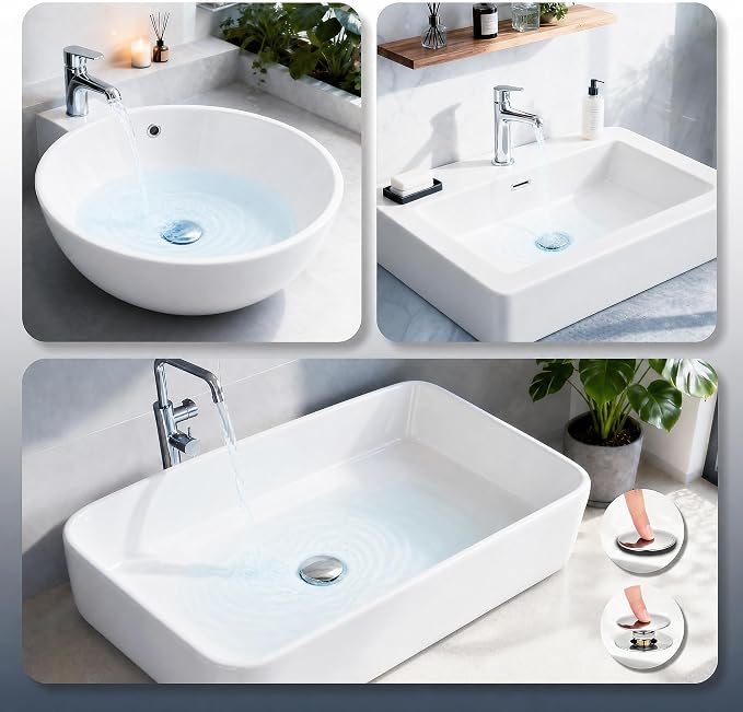 Bathroom Sink Pop-Up Stopper, Sink Drain Strainer Hair Catcher | Universal 1.1"-2.17" Drains, Brass Core & Stainless Steel Mesh, Hair Catcher 2 in 1 bathroom Sink Stopper Strainer