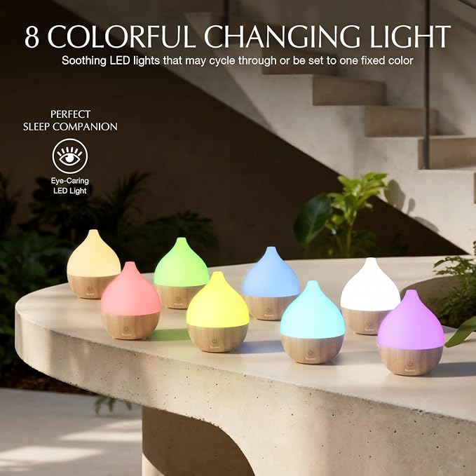 SALKING Essential Oil Diffuser with Luxury Hotel Fragrance Oil Set, 100ml Small Ultrasonic Aromatherapy Diffuser, Auto Shut-Off, Warm White Light, Cool Mist Humidifier for Home & Office
