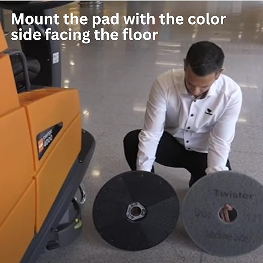 Diversey DD1231448 TASKI Twister Intellipad Diamond Coated Floor Machine Cleaning Pad, Made in USA, Burnish to High Super Gloss Finish, Grey/Brown, 8.86-inch (Pack of 2)