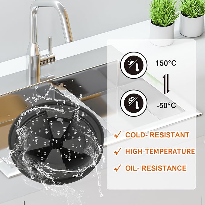 2Pcs 3 3/8" Garbage Disposal Splash Guard, Quiet Garbage Disposal Rubber Drain Insert, Sink Splash Guard QCB-AM Replacement for InSinErator Evolution Series, Removable Garbage Disposal Parts