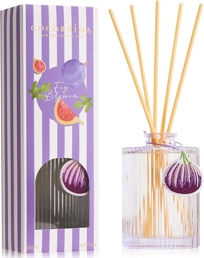 Reed Diffuser, Fig Blossom Scent Oil Diffuser, 6.09 fl oz | 8 Reeds, Long-Lasting Home Fragrance, Bathroom Bedroom Shelf Decor & Gifts