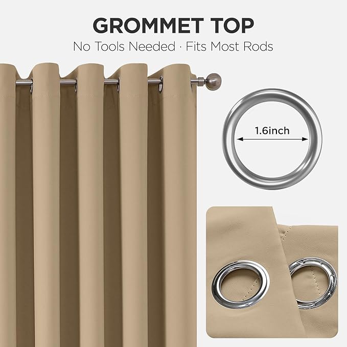 Joydeco Blackout Door Curtain for Doorway Privacy 78 Inches Long, Grommet Closet Curtain for Open Closet, Room Divider for Bedroom Living Room (Light Beige, 40Wx78L, 1 Panel)