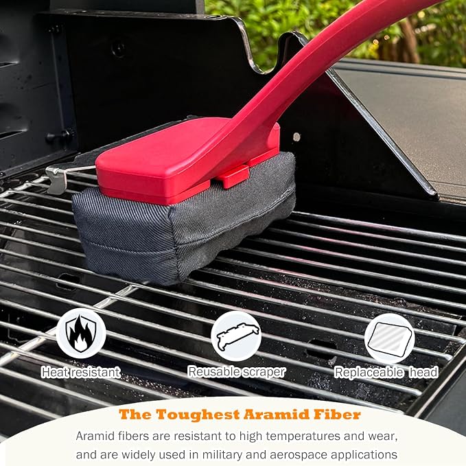 Bristle Free Grill Brush for Outdoor Grill, Safe Non-Metal BBQ Grill Cleaner for Outdoor Grills & Griddles, Heat Resistant Grill Cleaning Brush Fit Weber Blackstone Traeger, Gift for Men Dad