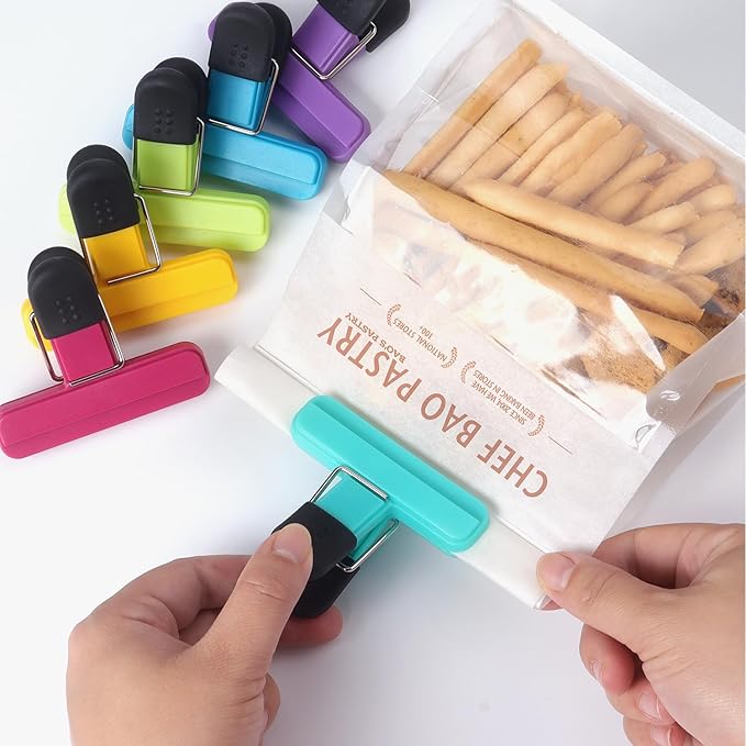 Tamaki 6 Pack Bag Clips, Food Clips, Chip Bag Clip Plastic Heavy Duty Seal Grip, 3 x 2.5 Inch, Assorted Color