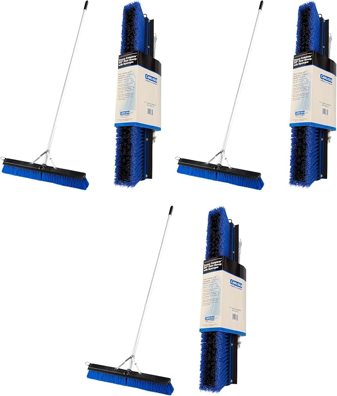 SPARTA Sweep Complete Floor Sweep with Squeegee for Catering, Buffets, Restaurants, Stainless Steel, 24 Inches, Blue (Pack of 3)
