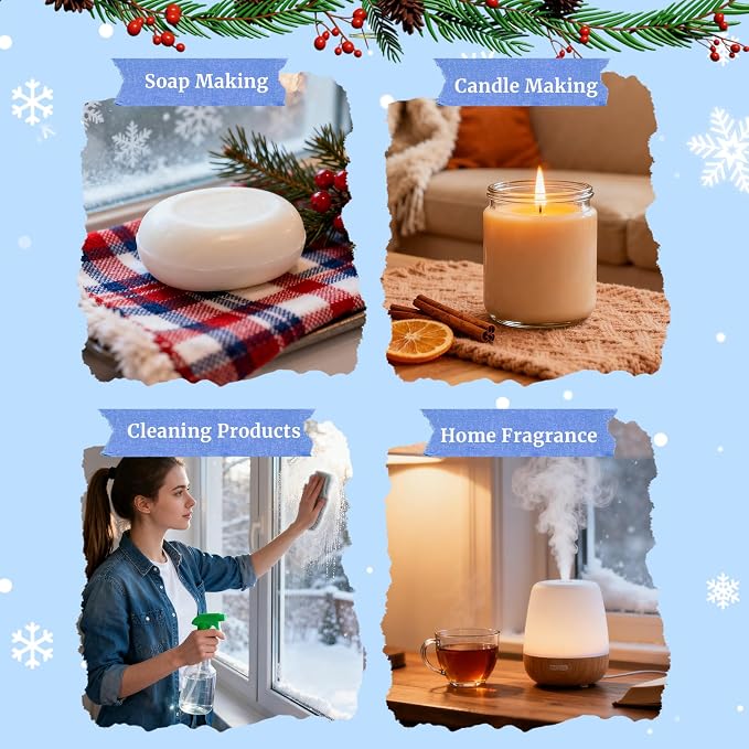 Fragrance Oil Holiday Set, Aromtopia Essential Oils for Candle Soap Making, 6x10ml, Diffuser Oils Scents, Winter Fragrance Oils, Christmas Tree, Coffee Chocolate, Black Cherry, More