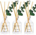 Reed Diffuser Set of 3 with Dried Eucalyptus for Home & Office | Sandalwood Rose/Cherry Blossom/Gardenia Scents, Aromatherapy Scented Oil Diffusers, 1.7 oz Each, Total 5.1 oz