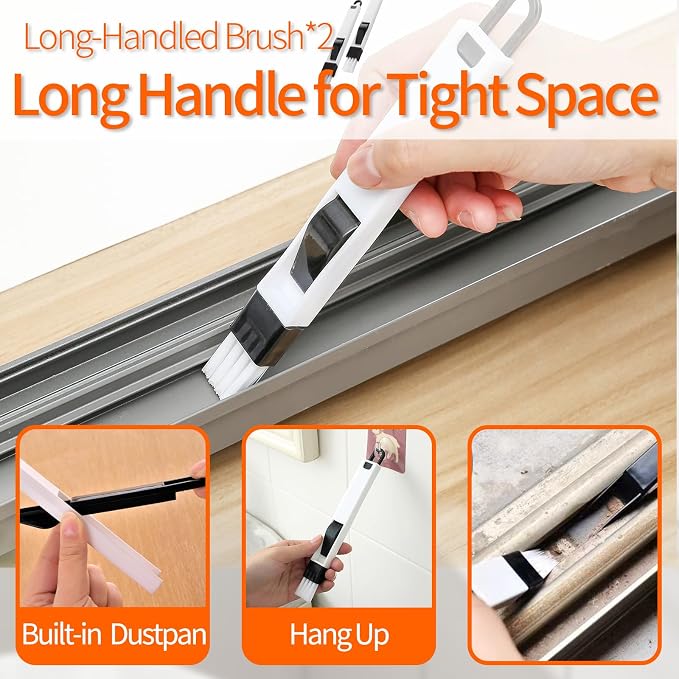 Window Sill Cleaner Tool - 14 Pcs Magic Door Window Track Cleaning Tool Kit | Sliding Door Track Cleaner Groove Crevice Cleaning Brush for Door/Sill/Corners/Sinks/Shutter/Tile/Blinds