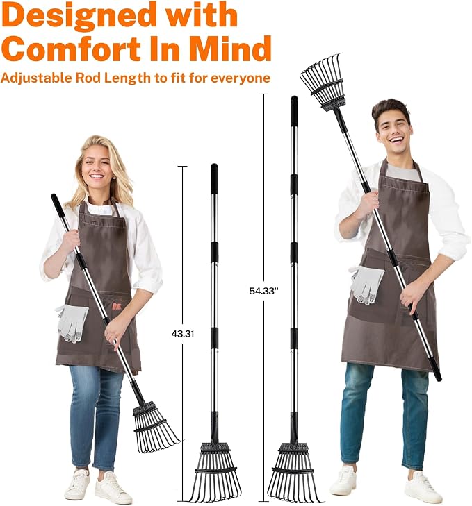 Toozey Dog Pooper Scooper for Large Dogs, Extra Large 54.33" Long Handle | Extra Reach for Taller Users | Less Bending Cleanup | Metal Tray & Rake | Fits Standard 13-Gallon Trash Bags
