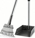 Pooper Scooper, Long Handle Pet Supplies Dog Pooper Scooper with Stainless Metal Tray and Rake for Large Medium Small Dogs Heavy Duty, Use on Grass, Dirt or Gravel