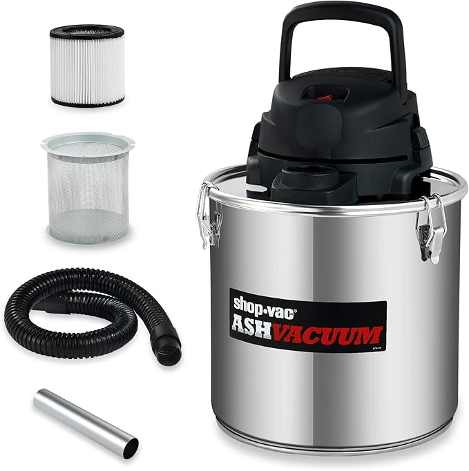 Shop-Vac 4 Gallon 2.0 Peak HP Ash Vacuum,7 Amps with HEPA Filter, 4040988 | Ash Vac Cleaner with HEPA Filter, Hose and Accessories for Fireplaces, Wood Stoves, Pellet Stoves and BBQ Grills