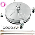 14" Pressure Washer Surface Cleaner with 4 Wheels, Stainless Steel Power Washer Surface Cleaner for Driveways Sidewalks Patios, 1/4" Quick Connector, 2 Extension Wand, 4000 PSI