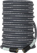Pressure Washer Hose 150 ft, 4200 PSI Flexible & Kink-Resistant, Steel-Braided & Durable, High Power Washer Hose with M22-14mm Stainless Steel Plug, Hot/Cold Water Compatible - 50 Foot, Gray