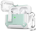for AirPods Pro 2 Case with Lock Magnetic Lid, White Mint Green | Compatible with AirPods Pro 2nd Generation and AirPods Pro 1st Generation (2019) Case with Cleaner Kit & Carabiner, MagSafe