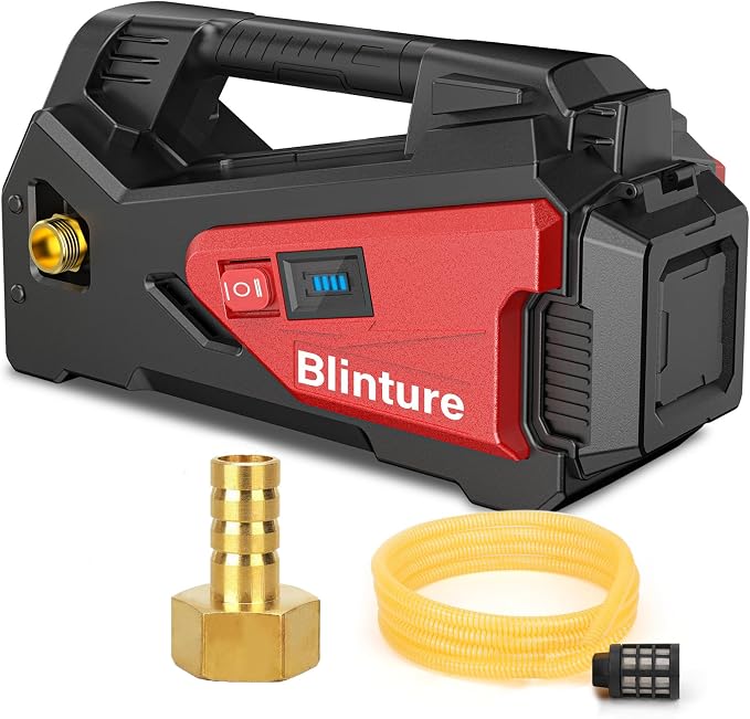 Battery Powered Water Transfer Pump, Cordless Power Washer Compatible Milwaukee 18V, 2Ah-5Ah Battery, Cordless Water Pump, Self-Priming RV Water Pumps, Pressure Pump 50FT Head(Not include Battery)