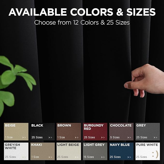 Joydeco Blackout Patio Sliding Door Curtains 84 Inches Long, Grommet Privacy Room Divider Curtains, Extra Wide Thermal Blackout Drapes for Bedroom Living Room (Black, 70Wx84L, 1 Panel)
