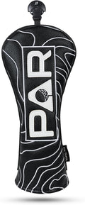 Big Teeth Golf Club Covers Full Set Driver Headcover Fairway Wood Hybrid Golf Club Iron Head Covers, Topographic Edition Putter Cover Leather Golf Head Covers Pure Black, Gifts for Men