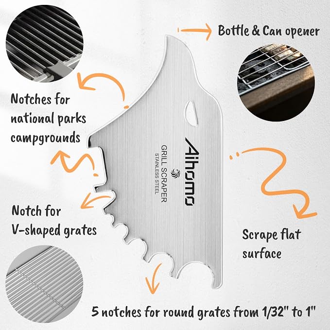 Cool Eagle-Shaped Bristle-Free Grill Scraper, BBQ Grill Cleaning Tool | Cool eagle-shaped, Bristle-free scraper cleans varied grill grates, Compact design includes a rope, hook