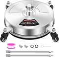 Dalmbox 14" Pressure Washer Surface Cleaner with 4 Wheels, 1/4" Quick Plug, Stainless Steel Housing, 4000 PSI, Pressure Washer Surface Cleaner Attachment for Patio, Courtyard, Concrete, Sidewalks