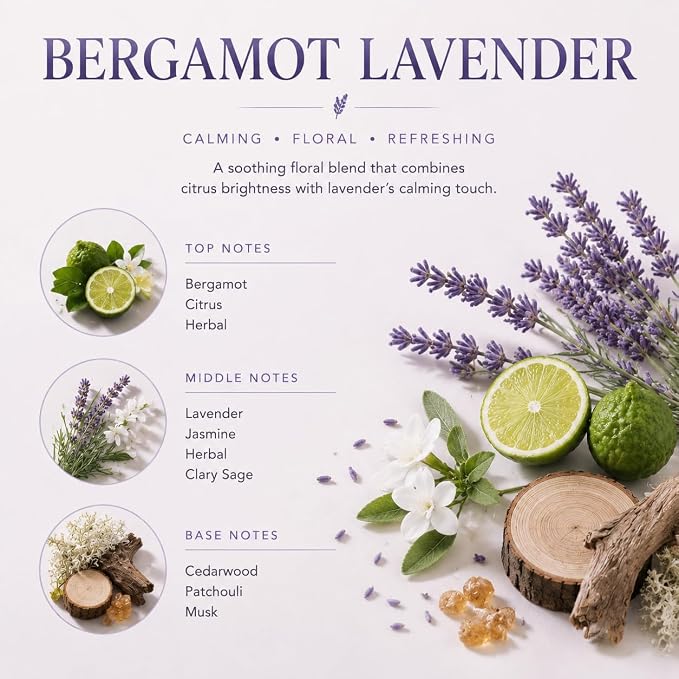 Reed Diffuser Set,3.38 fl oz (100 ml) - Bergamot Lavender Oil Diffusers with 8 Reed Sticks, Home Fragrance Reed Diffuser for Bathroom Shelf Decor