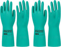PACIFIC PPE 2 Pairs Nitrile Chemical Resistant Gloves, Flocked, Resist Strong Acid, Alkali, 15 mil, 12.6", X-Large