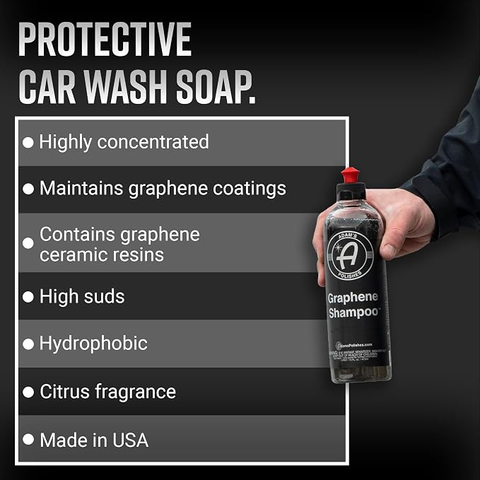 Adam's Polishes Graphene Shampoo - Ceramic Coating Infused Car Wash Soap - Powerful Cleaner & Protection - pH Neutral, High Suds For Foam Cannon, Foam Gun, Or Detailing Bucket (2 Pack)