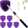 Potchen 8pcs Car Windshield Cleaner Tool with Extendable Handle, Purple | with Microfiber Towel Pads, Brush, Empty Spray Bottle, Car Window Cleaner for Auto Glass Wiper Suvs Rvs & Home Windows