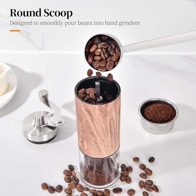 Long Handle Coffee Scoop: 8.6 Inch 18/8 Stainless Steel 2 Tablespoon Metal Measuring Spoon Tbsp Scoop for Coffee Beans, Grounds Coffee, Coffee Powder, Tea, Tall Jars (2Tbsp/30ml)