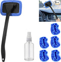 desin Car Windshield Cleaner Tool with Extendable Handle, Inside Auto Window Glass Cleaning Kit with 5 Washable Microfiber Pads, Streak-Free Defogger Wand for Deep Dashboards & SUVs