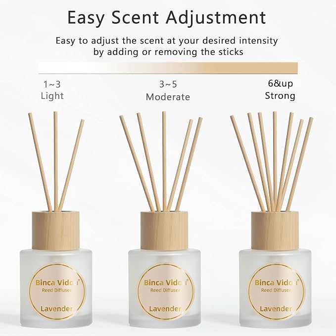 Reed Diffuser Set of 3, Binca Vidou Lavender, Jasmine & White Tea, Sage & Sea Salt Natural Scent Oil Diffusers with Sticks for Home Office Bathroom Aromatherapy Decor 1.69oz x 3